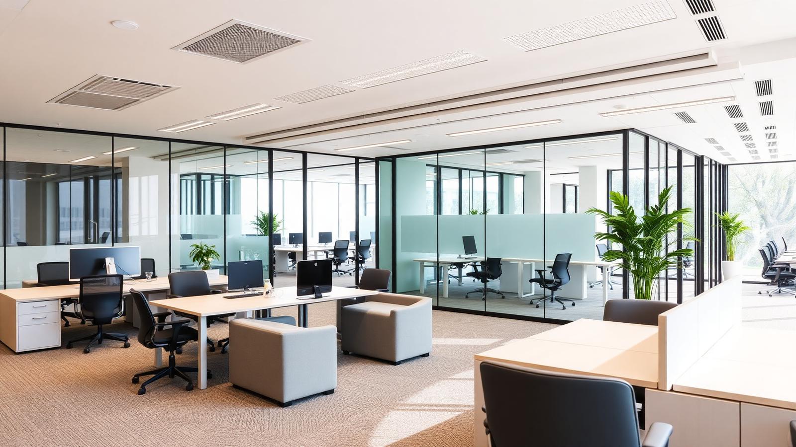 Plateau de bureaux moderne rénové et aménagé par un contractant général dans le Loiret
